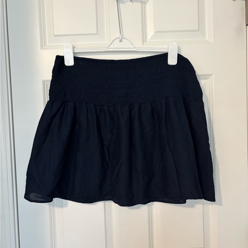 Old Navy Navy Skater Mini Skirt with Smocked Waist